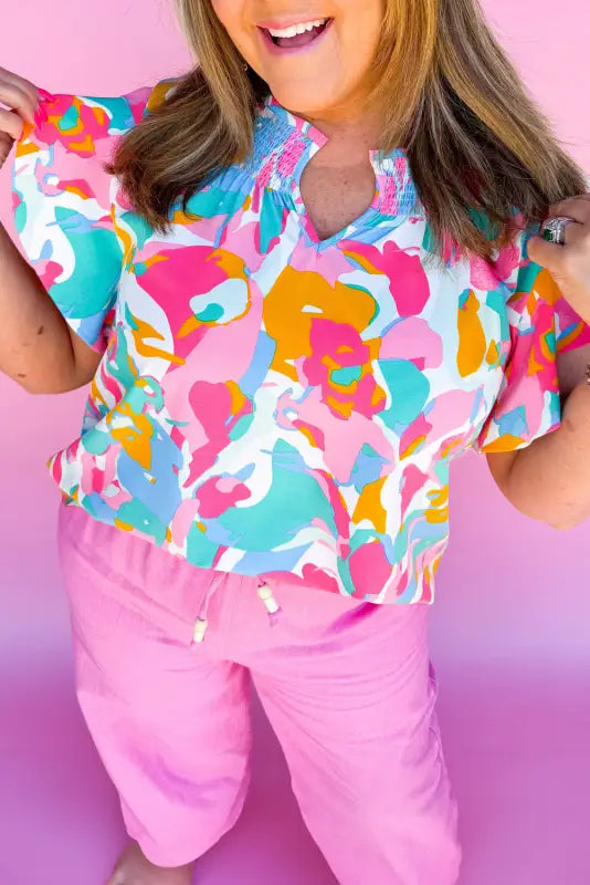 Rainbow ripple plus blouse - multicolour / 1x / 100% polyester - size blouses