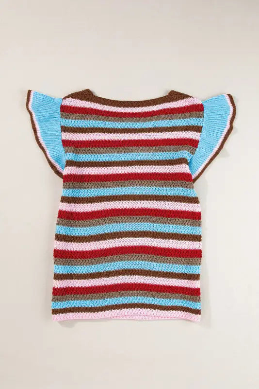 Rainbow ruffle vibe sweater - short sleeve sweaters