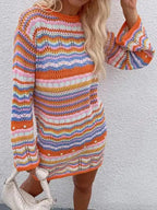Rainbow Stripe Sweater Dress - Fashionfitz