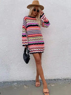 Rainbow Stripe Sweater Dress - Fashionfitz