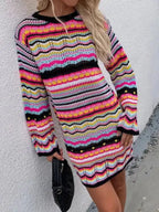 Rainbow Stripe Sweater Dress - Fashionfitz