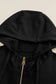 Black raw edge exposed seam full zip hoodie - sweatshirts & hoodies