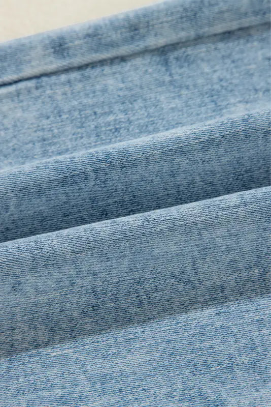 Raw hem straight jeans - light blue distressed ripped