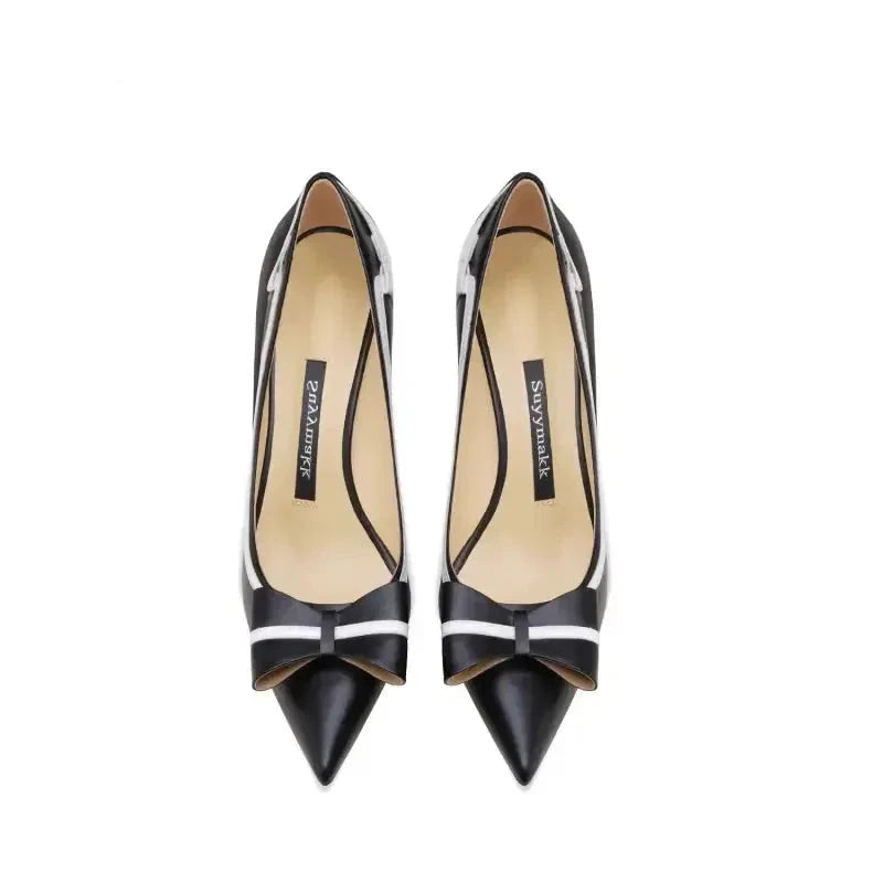 Real Leather Butterfly-knot High Heels Stiletto Pumps - Fashionfitz