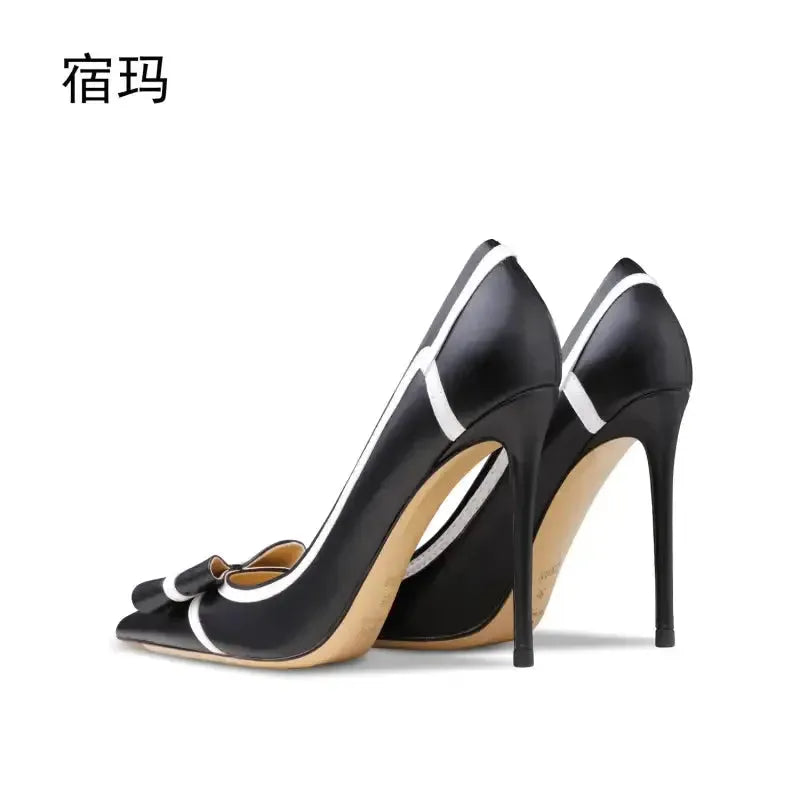 Real Leather Butterfly-knot High Heels Stiletto Pumps - Fashionfitz