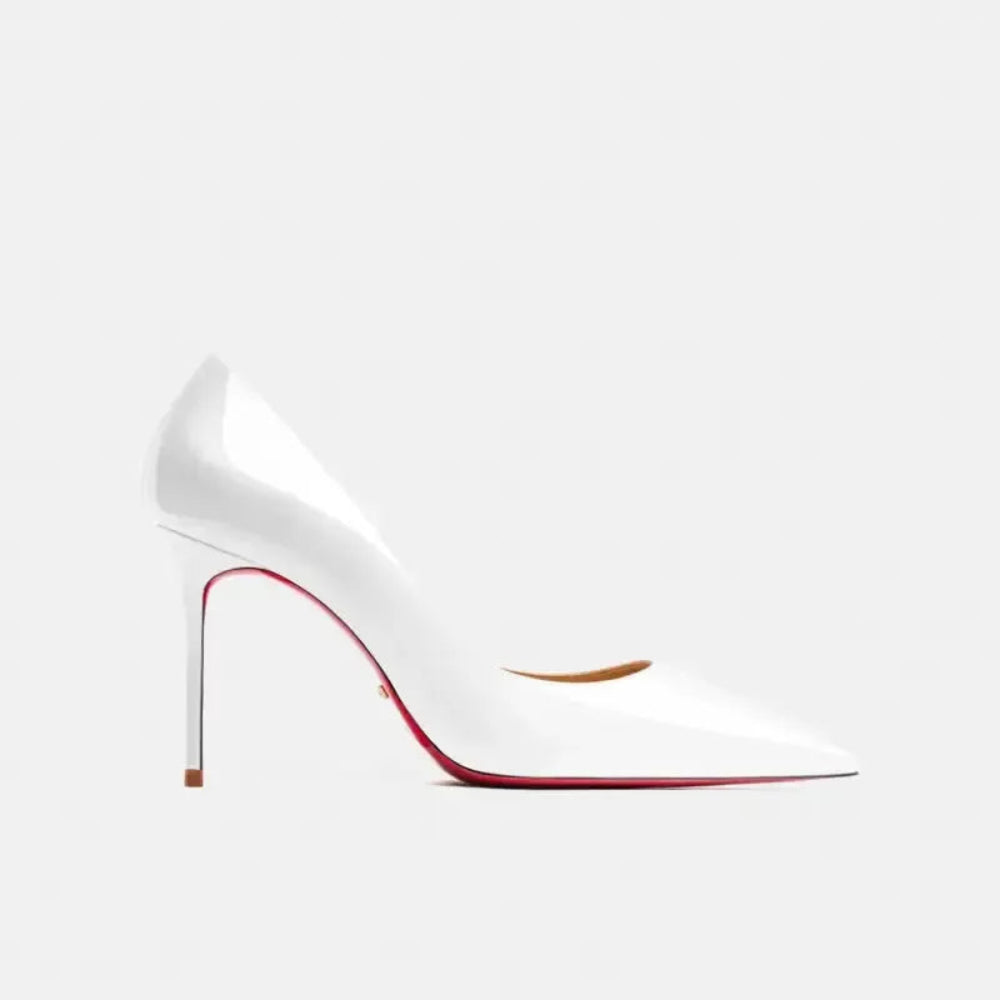 Real Leather Classic Pumps Red Bottom Pointed Toe High Heels - Fashionfitz