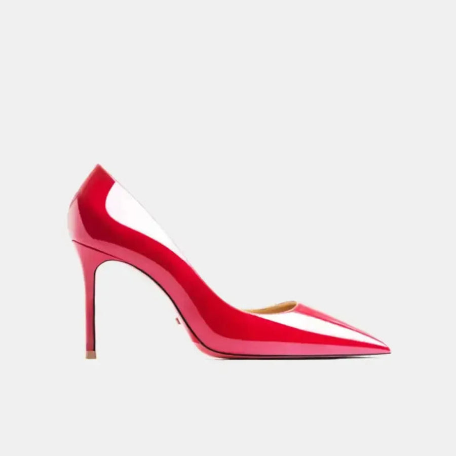 Real Leather Classic Pumps Red Bottom Pointed Toe High Heels - Fashionfitz