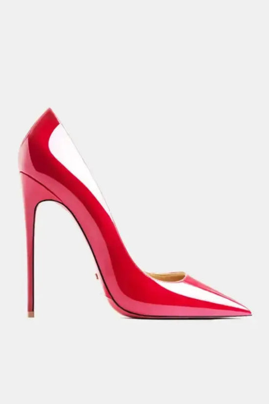 Real Leather Classic Pumps Red Bottom Pointed Toe High Heels - Fashionfitz