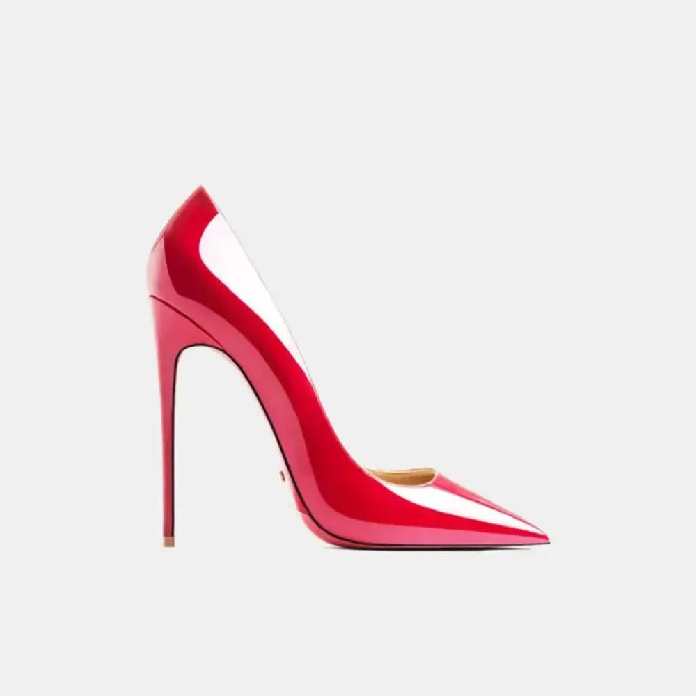 Real Leather Classic Pumps Red Bottom Pointed Toe High Heels - Fashionfitz