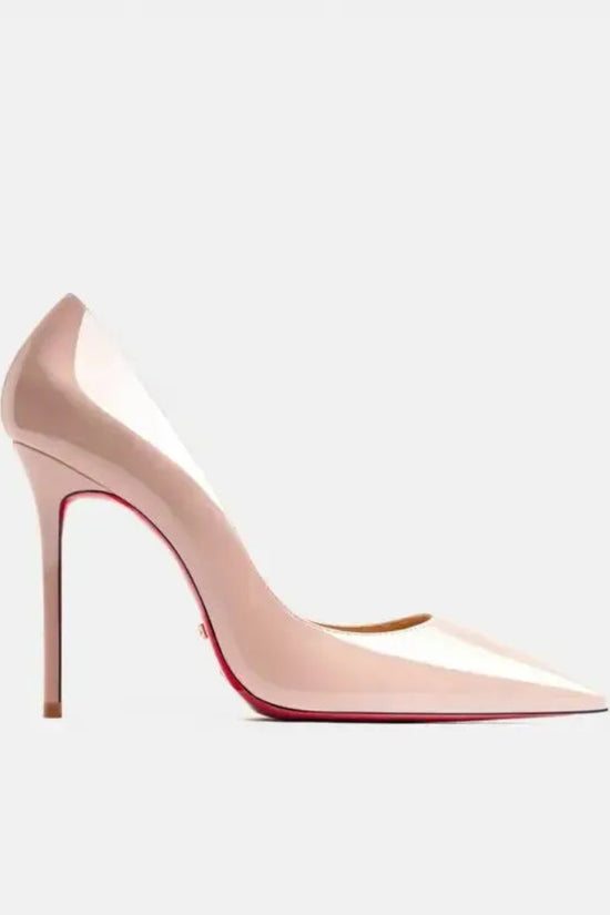 Real Leather Classic Pumps Red Bottom Pointed Toe High Heels - Fashionfitz