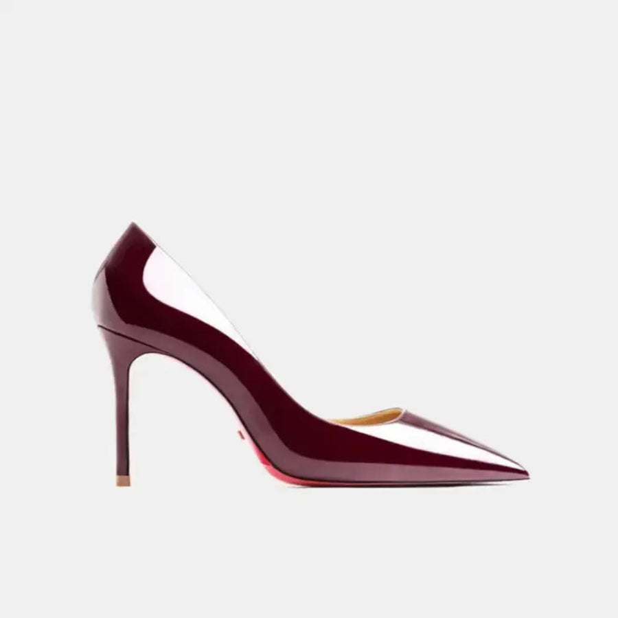 Real Leather Classic Pumps Red Bottom Pointed Toe High Heels - Fashionfitz