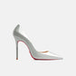 Real leather classic pumps red bottom pointed toe high heels - off white 10cm / 36