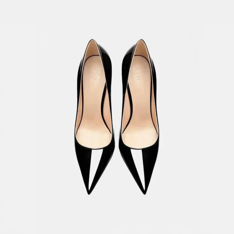 Real Leather Classic Pumps Red Bottom Pointed Toe High Heels - Fashionfitz