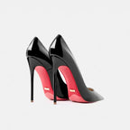 Real Leather Classic Pumps Red Bottom Pointed Toe High Heels - Fashionfitz