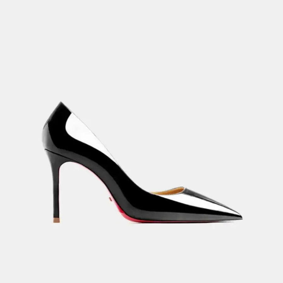 Real Leather Classic Pumps Red Bottom Pointed Toe High Heels - Fashionfitz