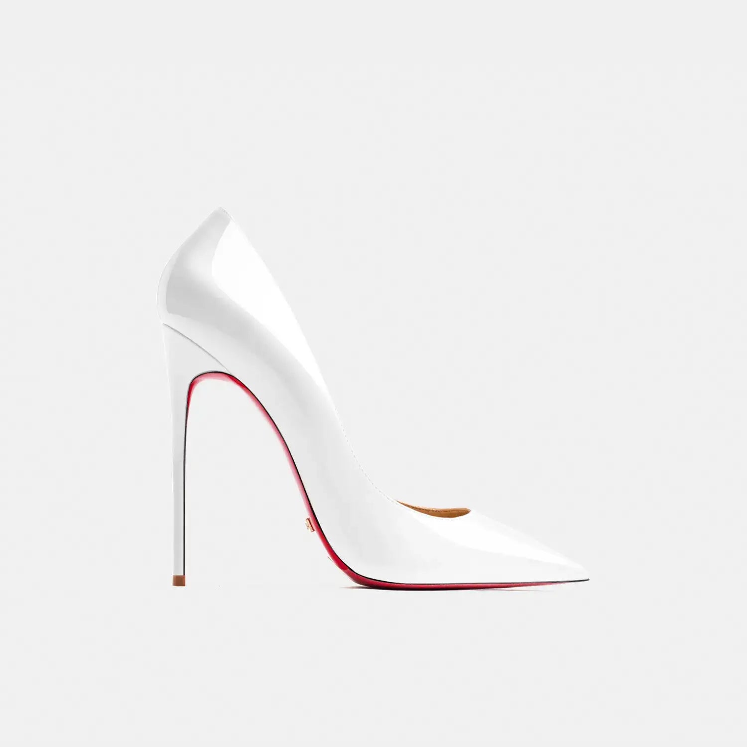Real leather classic pumps red bottom pointed toe high heels - white 12cm / 36