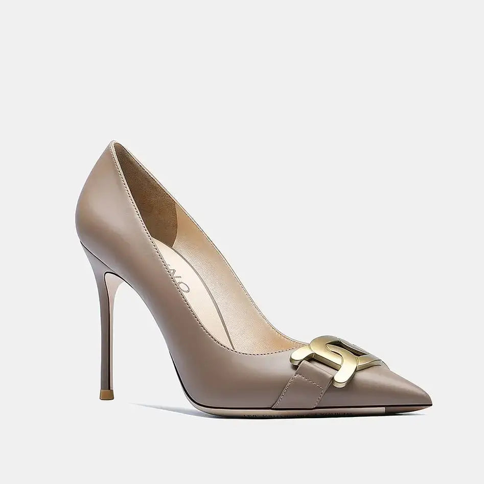 Real leather high heels pointy toe pumps stiletto