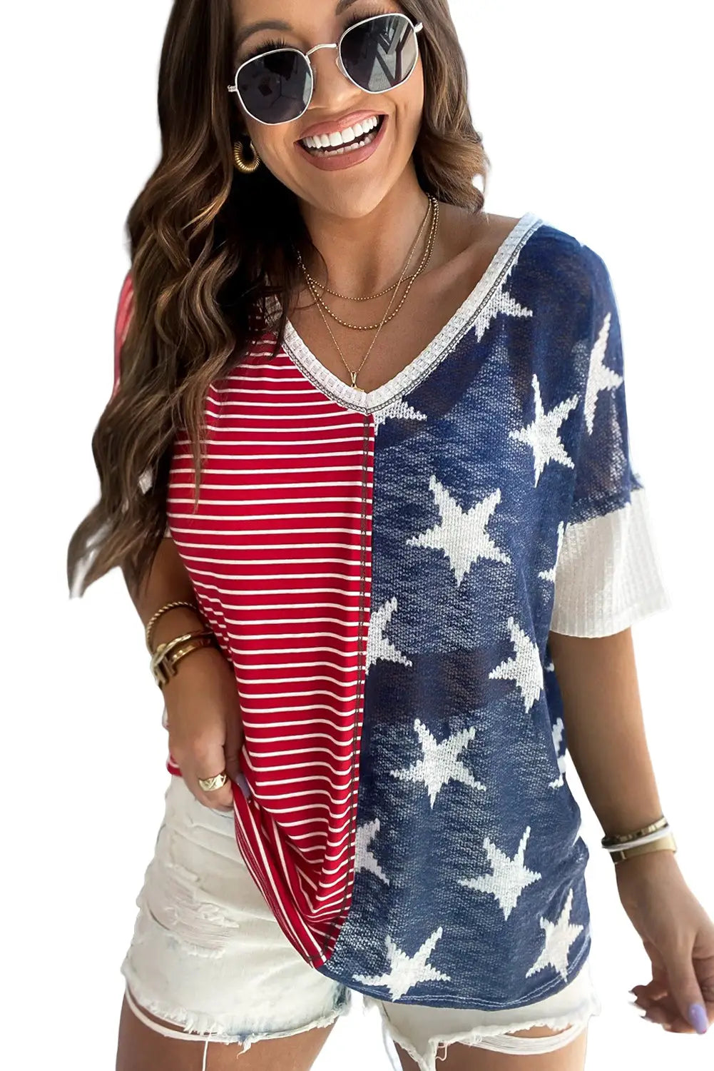 Red american flag stars and stripes tank top - tops