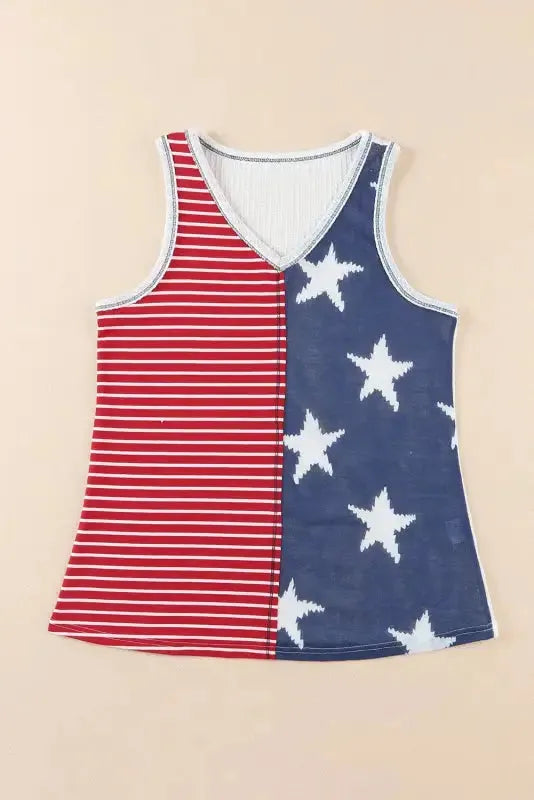 Red American Flag Stars and Stripes Tank Top - Fashionfitz