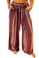 Red boho ethnic striped print tie waist wide leg pants