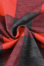 Red Christmas Plaid Drawstring Hoodie - Fashionfitz