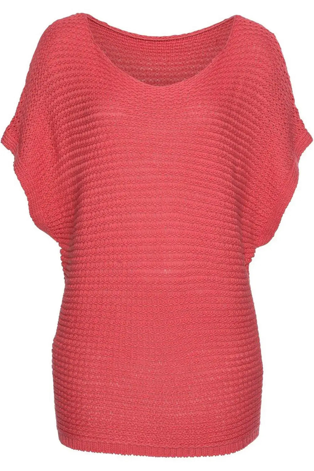Red clay solid loose knit short dolman sleeve sweater - sweaters & cardigans
