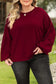 Red dahlia mardi gras sequin patched textured knit plus size top - graphic