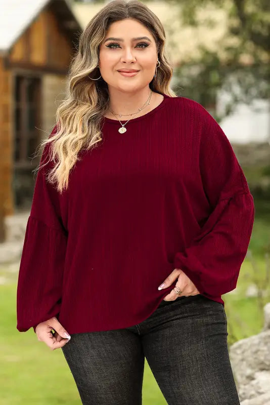 Red dahlia mardi gras sequin patched textured knit plus size top - dahlia1 / 1x / 95% polyester + 5% elastane - graphic