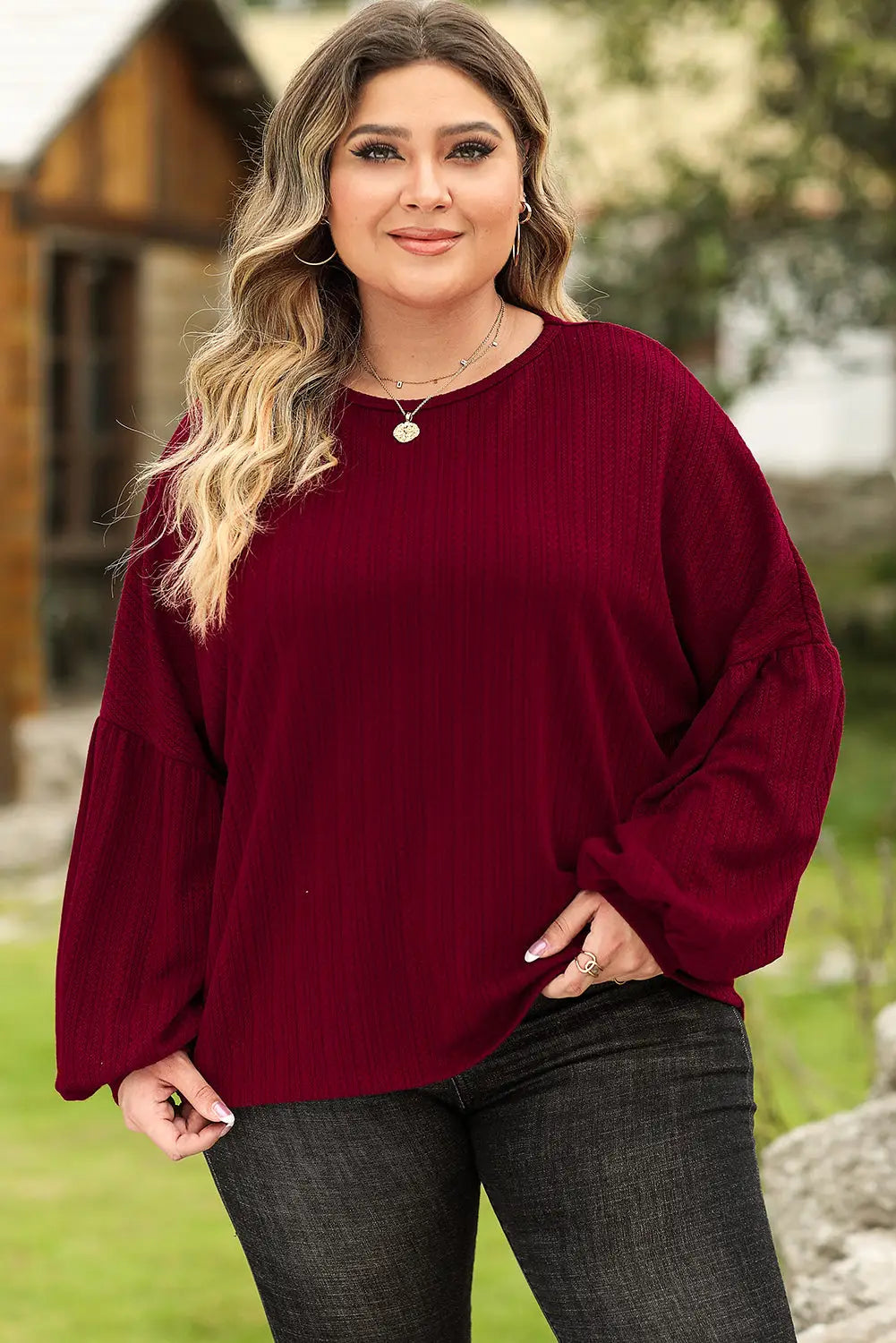Red dahlia mardi gras sequin patched textured knit plus size top - dahlia1 / 1x 95% polyester + 5% elastane graphic