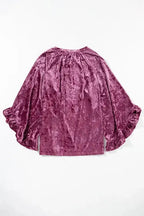 Red Dahlia Velvet Pagoda Sleeve Crew Neck Top - Fashionfitz