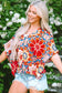 Red floral batwing sleeve blouse - tops/blouses & shirts