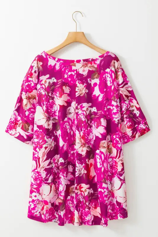 Red floral blouse - short sleeve plus size - blouses