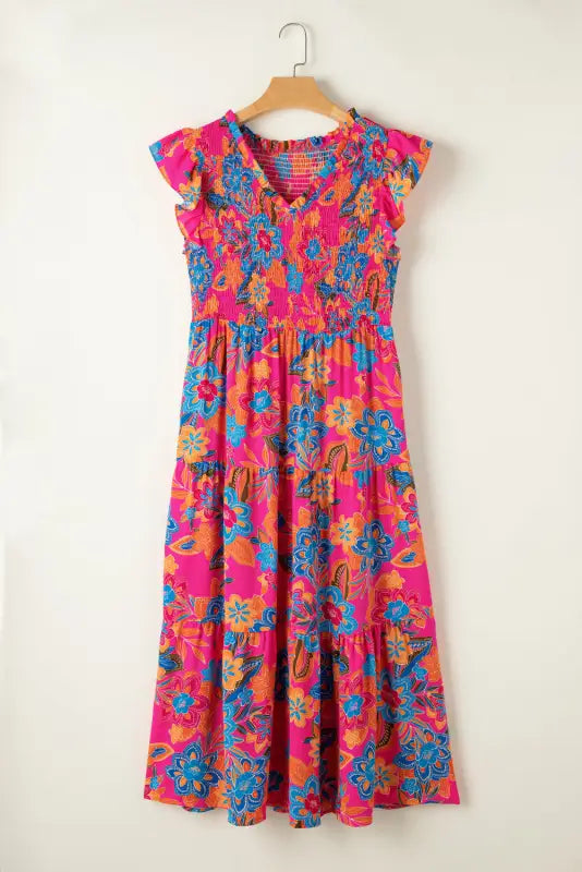 Red floral plus size maxi dress - 1x / 100% polyester - dresses