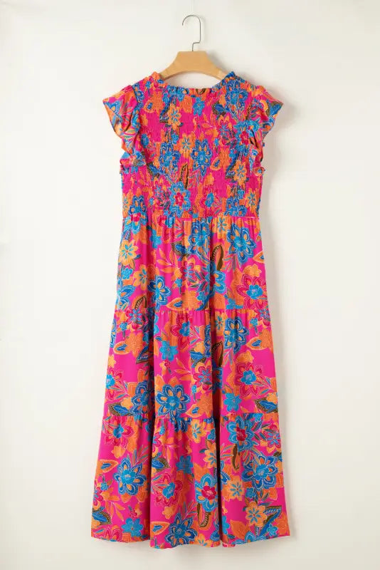 Red floral plus size maxi dress - dresses