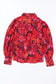 Red floral print lantern sleeve shirt - blouses & shirts