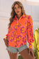 Red floral print lantern sleeve shirt - blouses & shirts