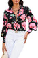 Red floral print lantern sleeve shirt - blouses & shirts