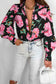 Red floral print lantern sleeve shirt - blouses & shirts