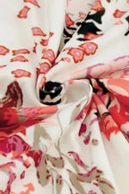 Red Floral Short Sleeve Round Neck Blouse - Fashionfitz