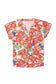 Red floral split neck top - t-shirts