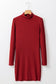 Red jumper dress - high neck ribbed knit