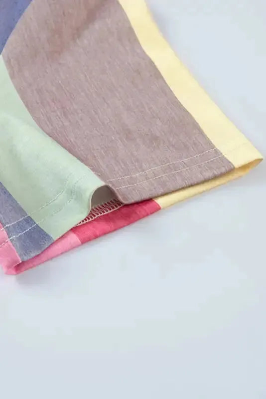 Red Multicolor Striped Color Block Tiered Mini Dress - Fashionfitz