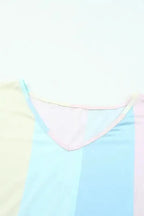Red Multicolor Striped Color Block Tiered Mini Dress - Fashionfitz