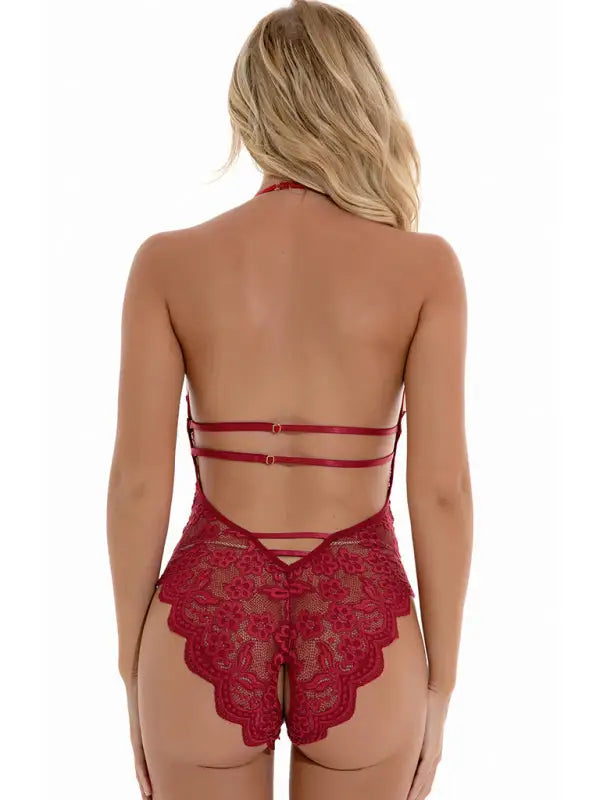 Red passion lace teddy lingerie
