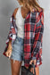 Red plaid buttoned shirt jacket - shackets