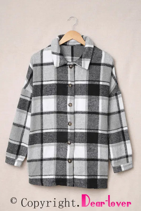 Red plaid buttoned shirt jacket - shackets