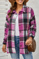 Red plaid buttoned shirt jacket - shackets