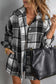 Red plaid buttoned shirt jacket - gray / s / 100% polyester - shackets