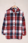 Red plaid buttoned shirt jacket - shackets