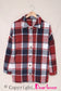 Red plaid buttoned shirt jacket - shackets